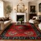 Vintage Red Caucasian Kilim Rug Handwoven Tribal Wool Flatweave Carpet