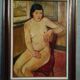 Oil on canvas nude painting female Frédéric Bouvier (1901-1937)