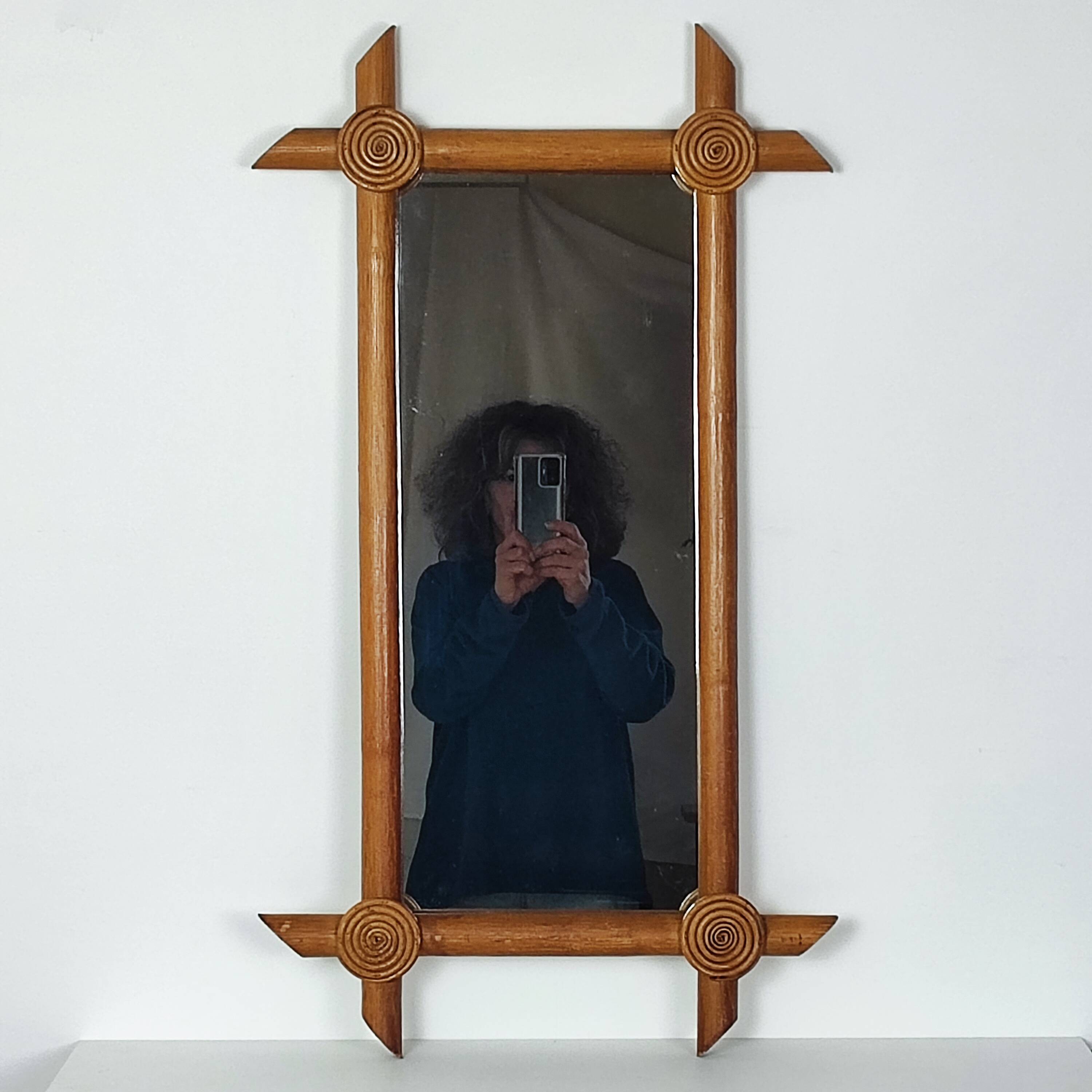 Bamboo and rattan mirror 80'
