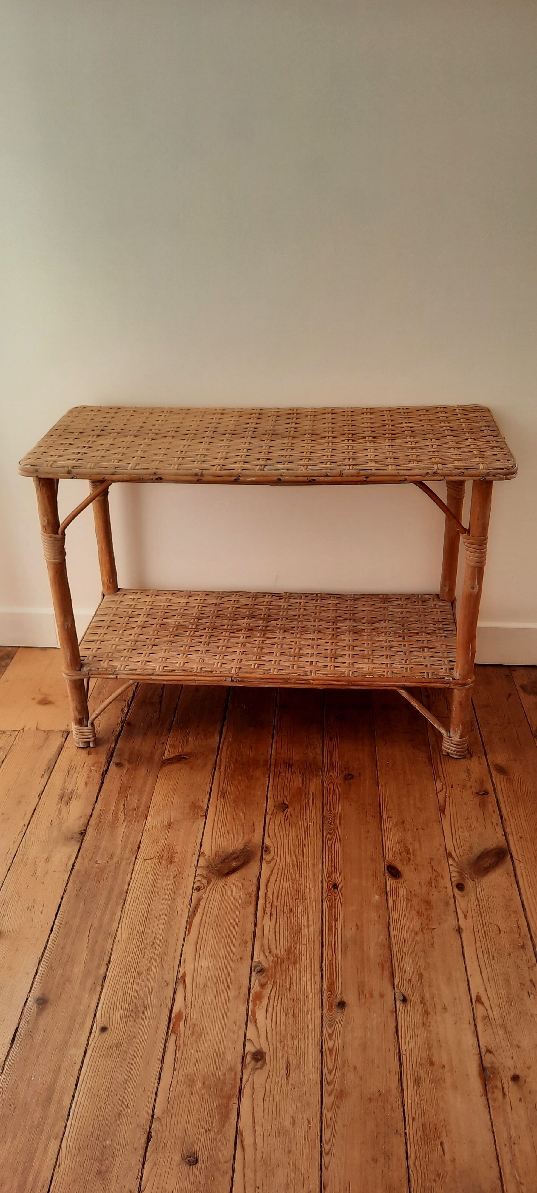 Vintage rattan console