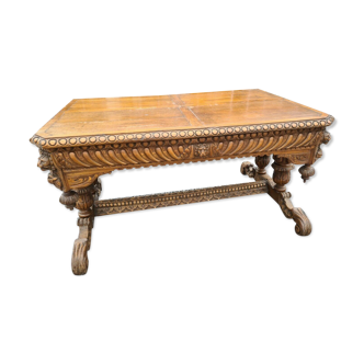 Table bureau en chêne style renaissance