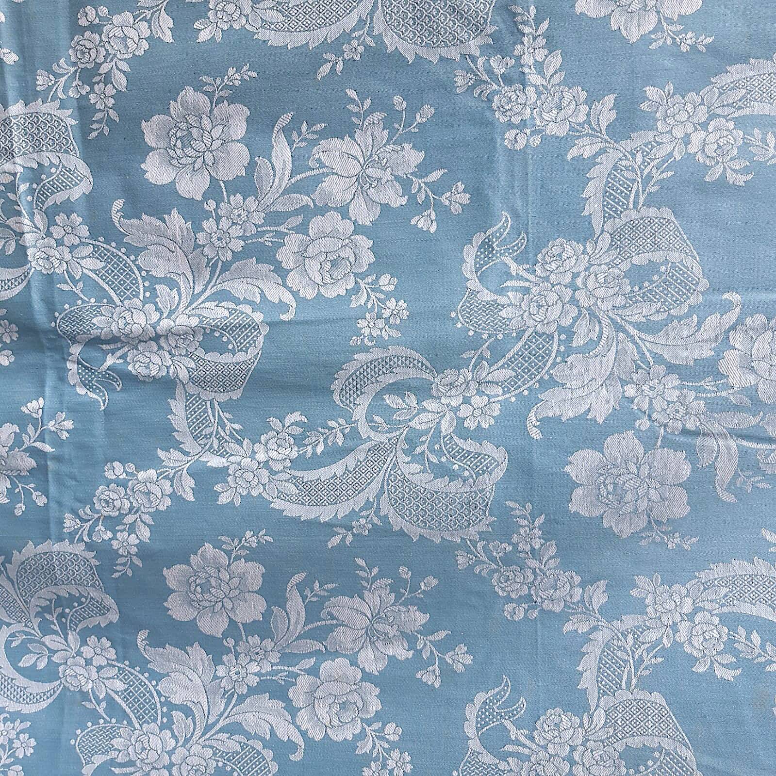 grande nappe de campagne damassée bleu et blanc 4m50 x 1m60