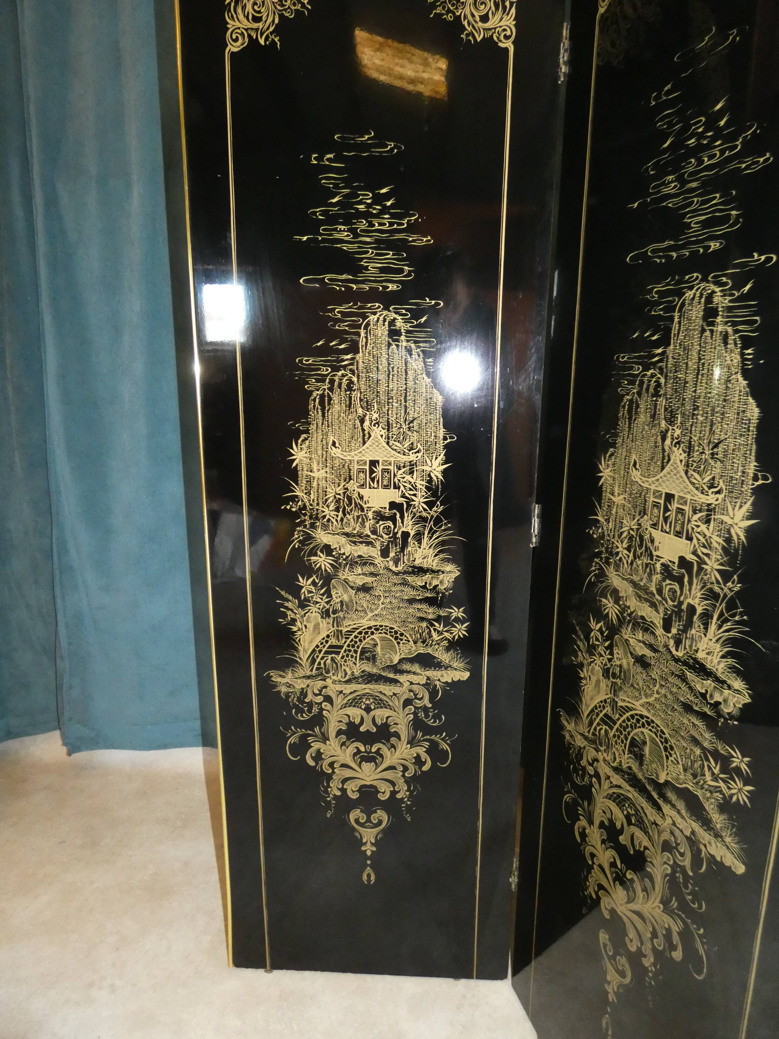 Laque screen black fund pattern