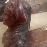 Pair of old andirons, Alsatian busts