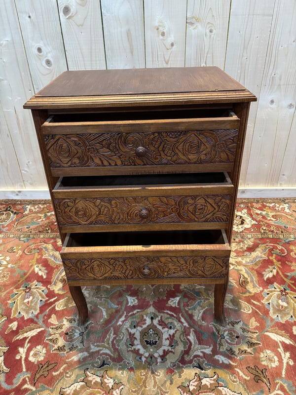 Carved wooden chiffonier chest of drawers
