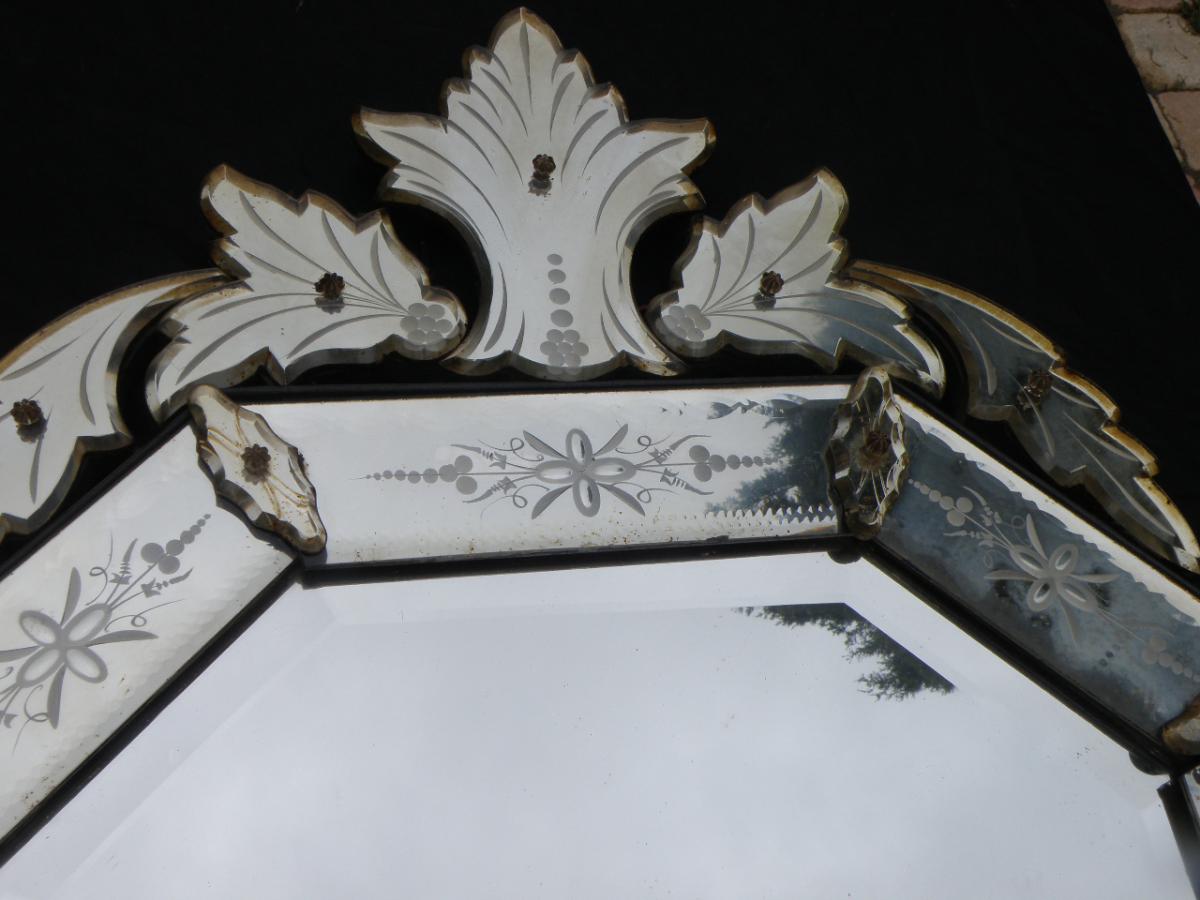 Venetian glass mirror octagonal 55x100cm