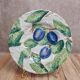 Vintage barbotine plate, plum decoration – relief foliage