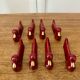 Set of 8 vintage slip knife holders in the shape of red ducks and