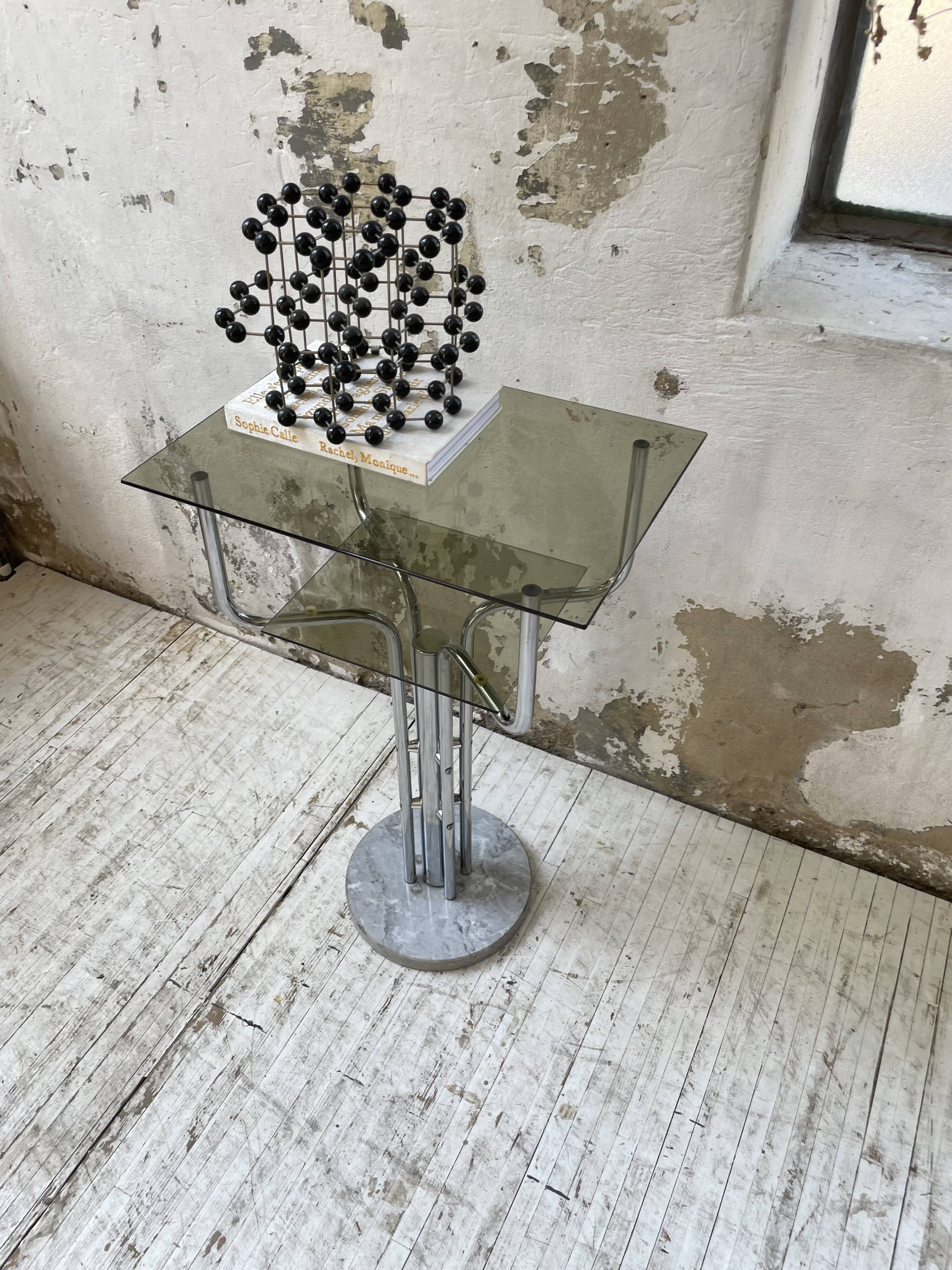 80s glass and marble console