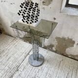 80s glass and marble console