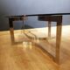 Coffee table in smoked glass and chrome by designer Paul Legeard, 70s