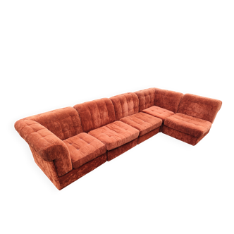 Modular velvet sofa bench 5 blocks