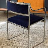Pair of SQ model armchairs in chrome and velvet by Willy Rizzo 1970