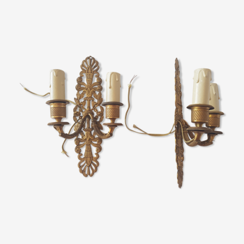 Pair of gold bronze sconces Charles X style