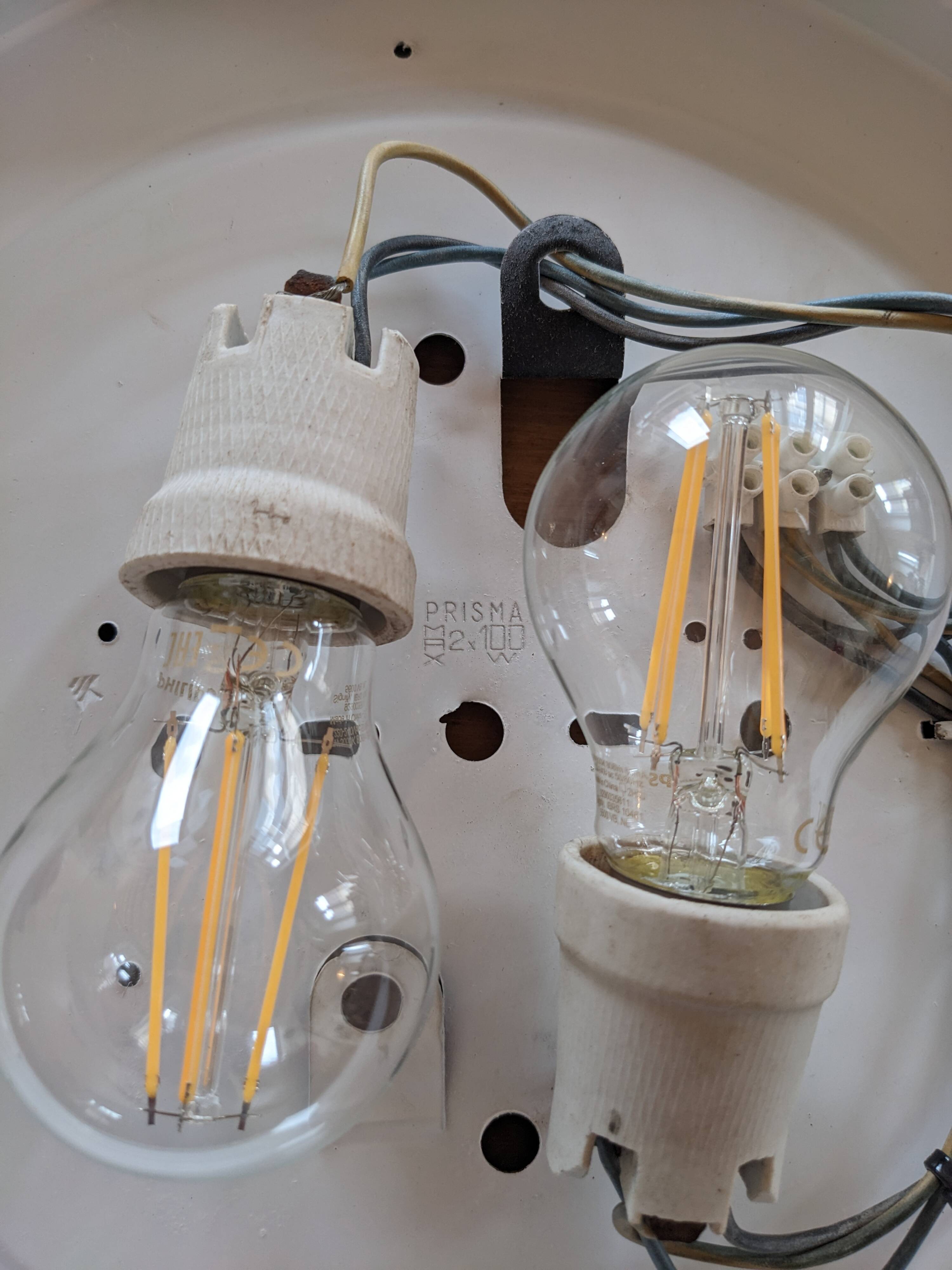 Large glass and metal wall lamp from the 50s - vintage Prisma design