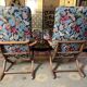 Pair of poly comfort armchairs and 1 footrest