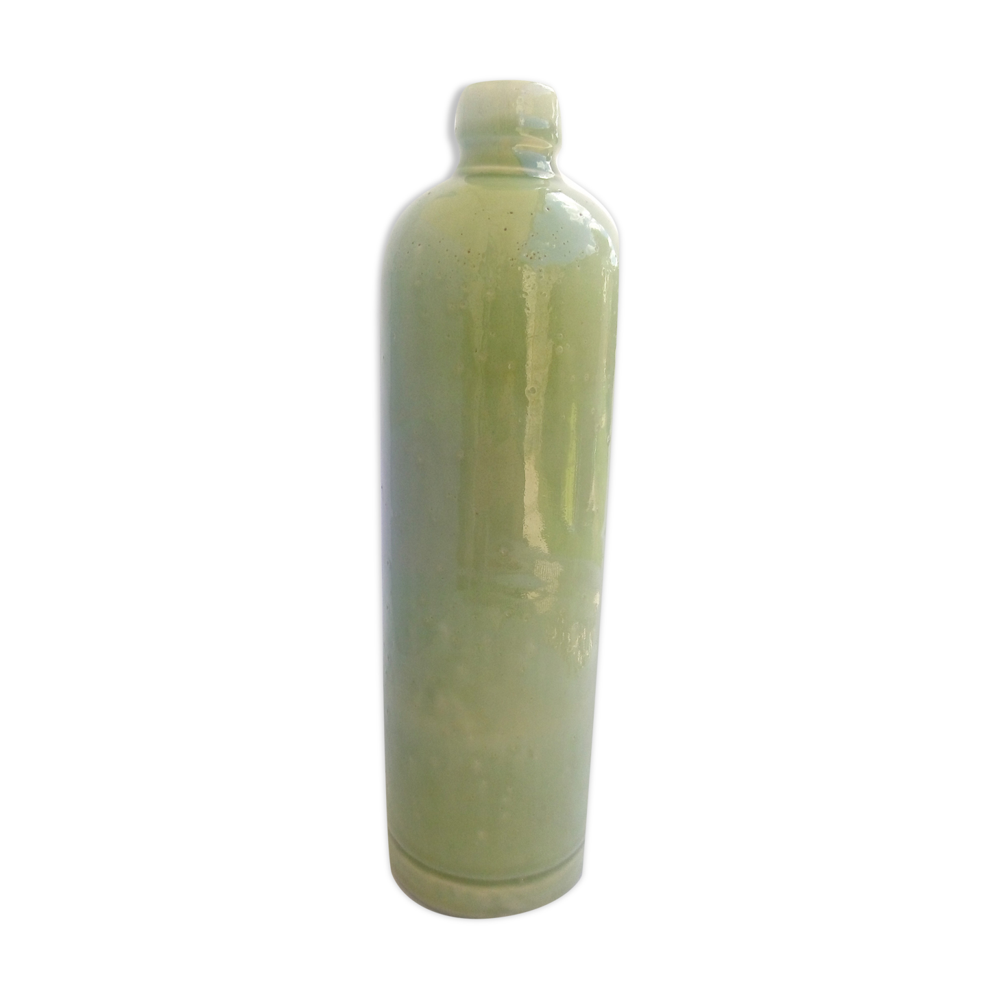 Apple green enamelled sandstone bottle