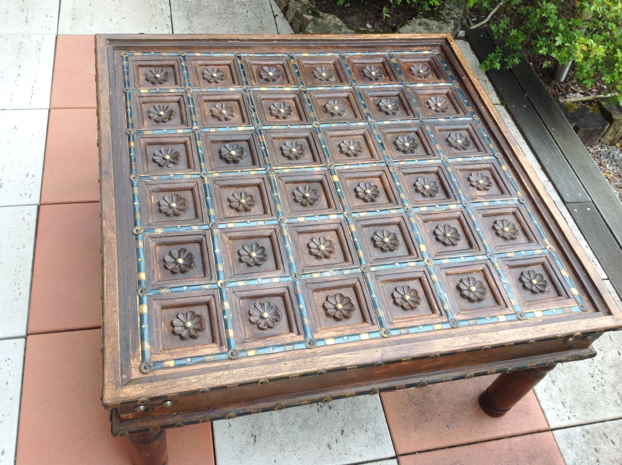 Colonial-style wooden square coffee table