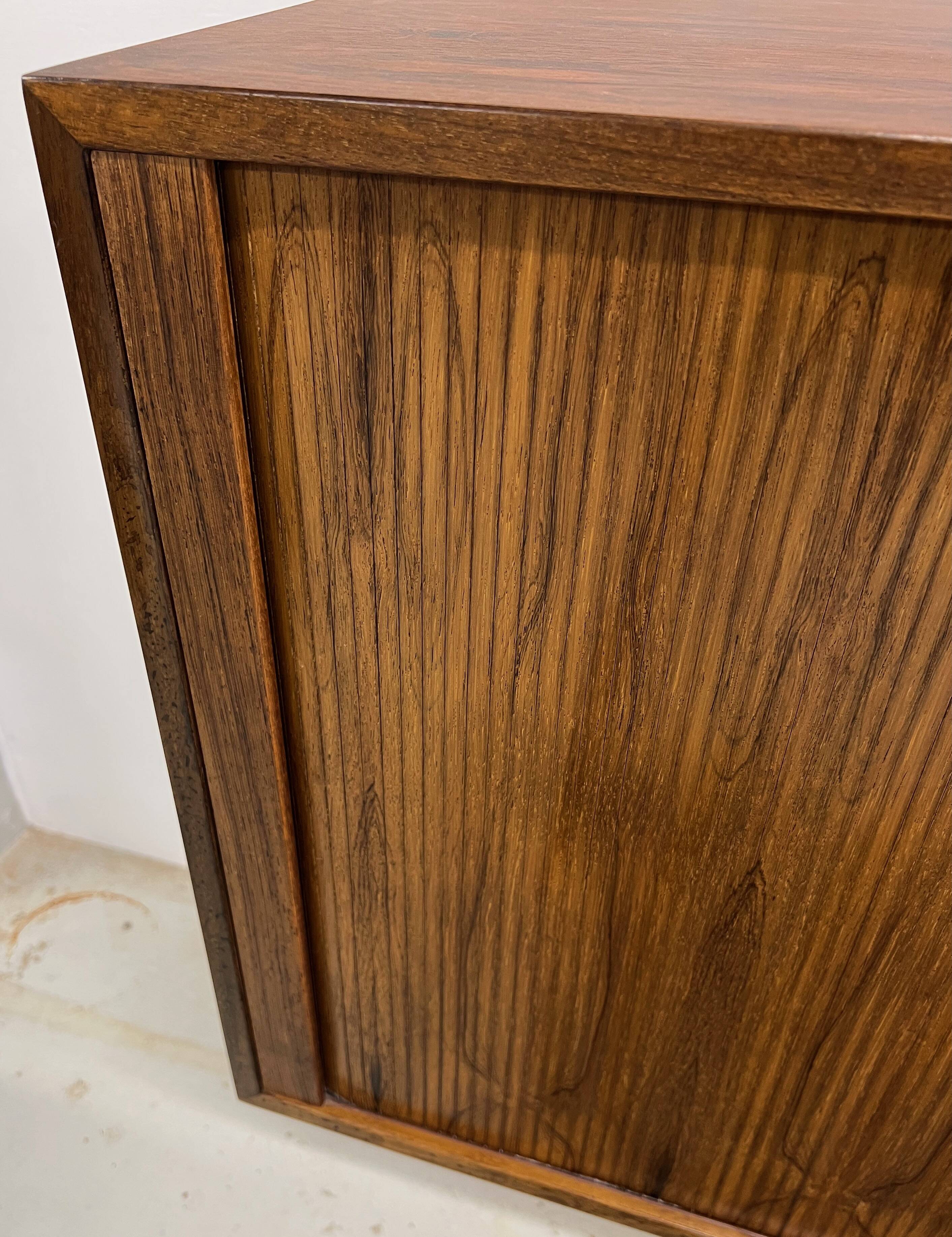 Rosewood Tambour Door Cabinet By Kai Kristiansen For Feldballes