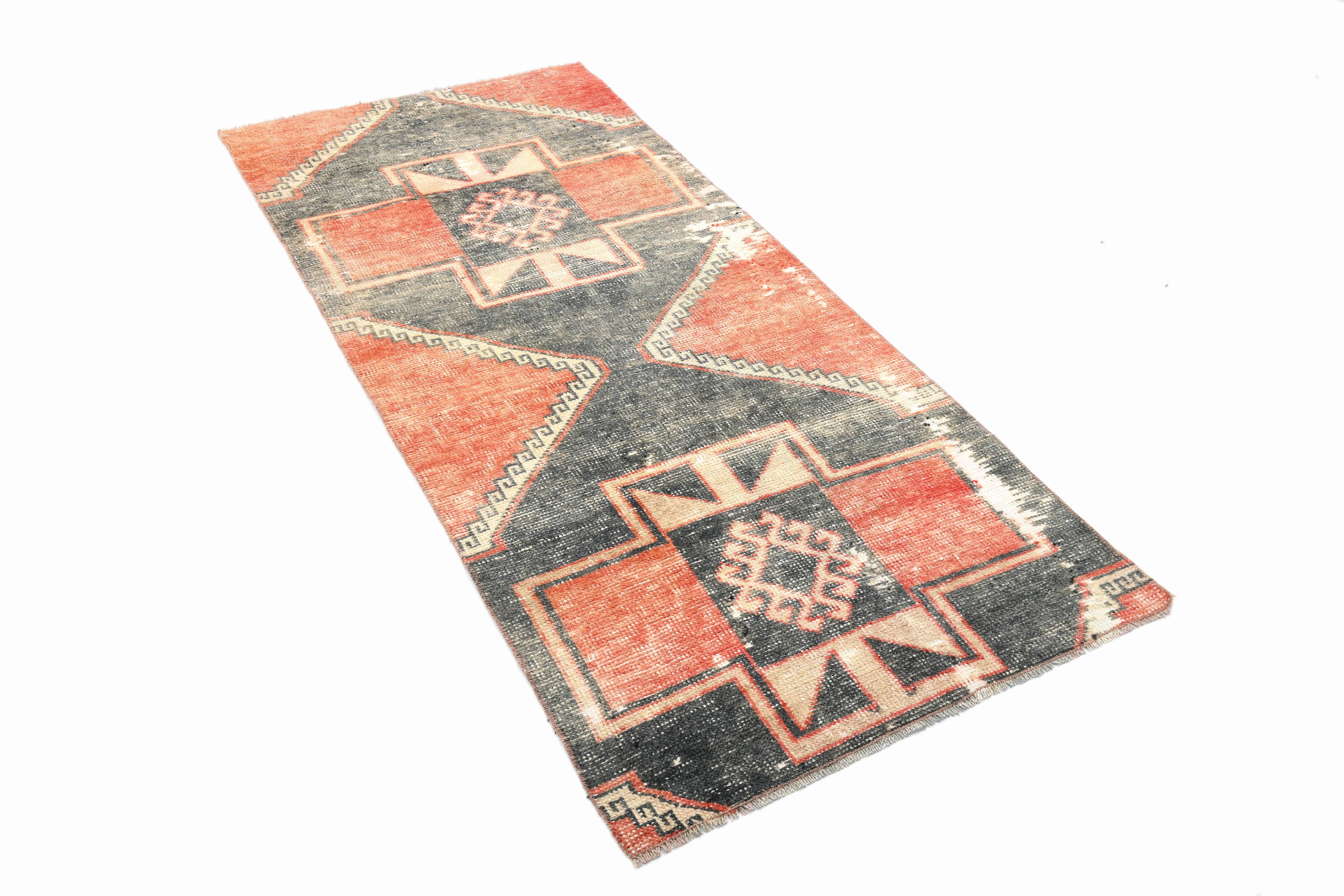 3x6 Handmade Turkish Red Vintage Rug, 81x185Cm
