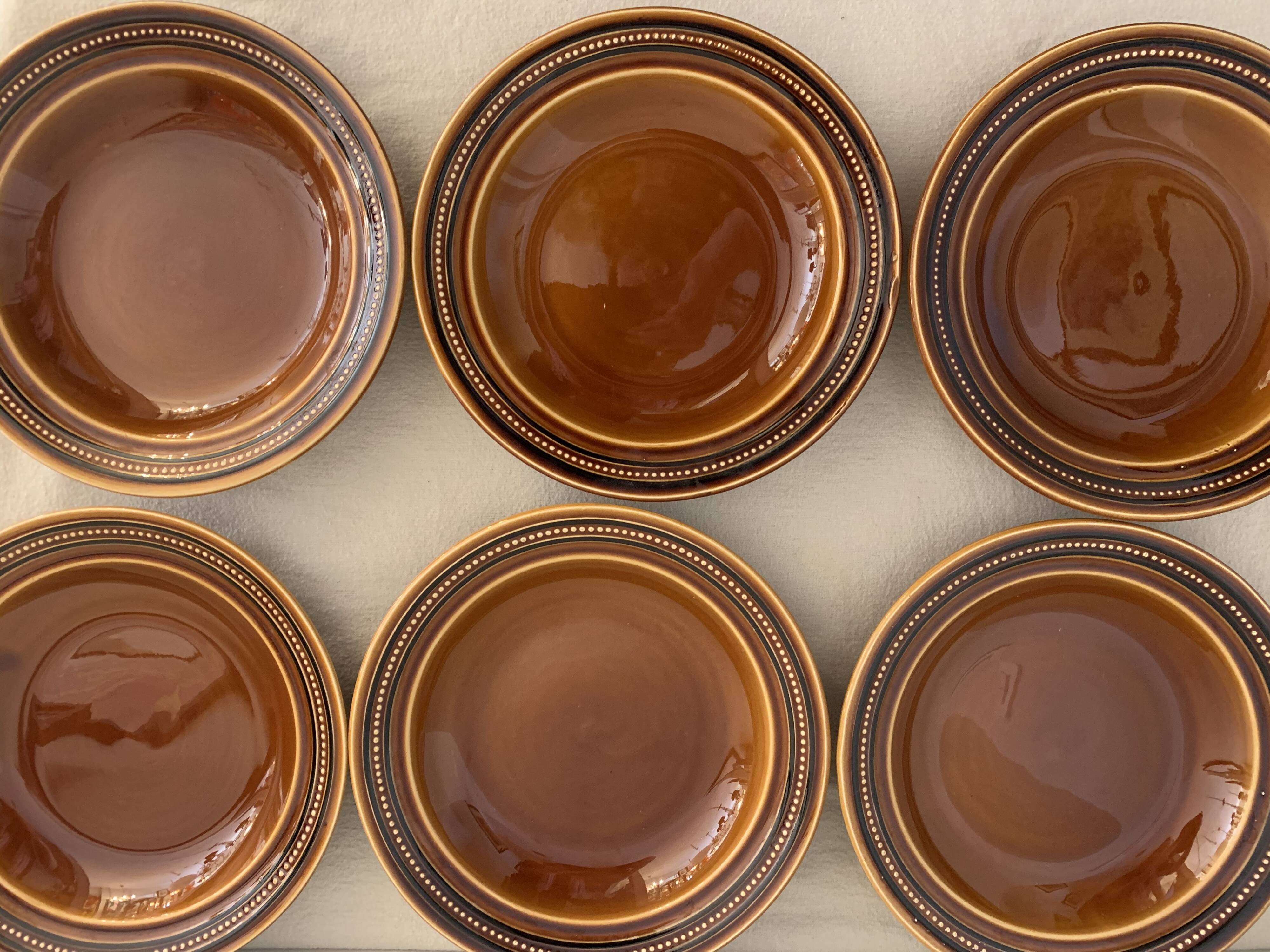 6 toulouse brown hollow plates made of St Amand earthenware