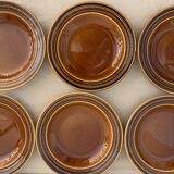 6 toulouse brown hollow plates made of St Amand earthenware
