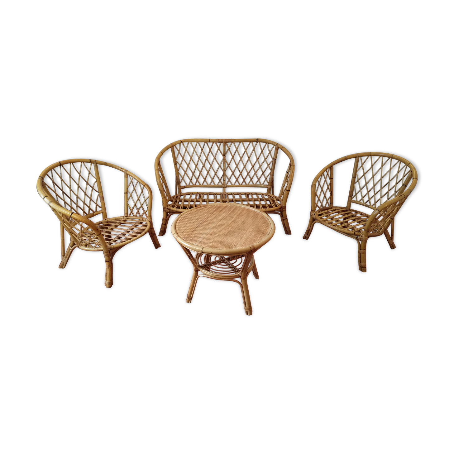 Garden furniture, chairs, seat and coffee table bamboo & rattan