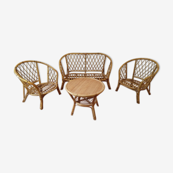 Garden furniture, chairs, seat and coffee table bamboo & rattan