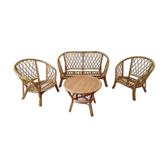 Garden furniture, chairs, seat and coffee table bamboo & rattan