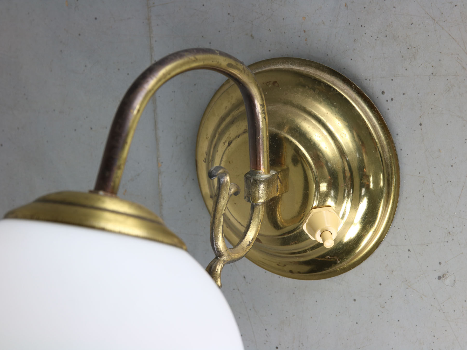 Mid-century brass & opaline sconce