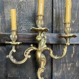 Vintage golden bronze 3-light wall light