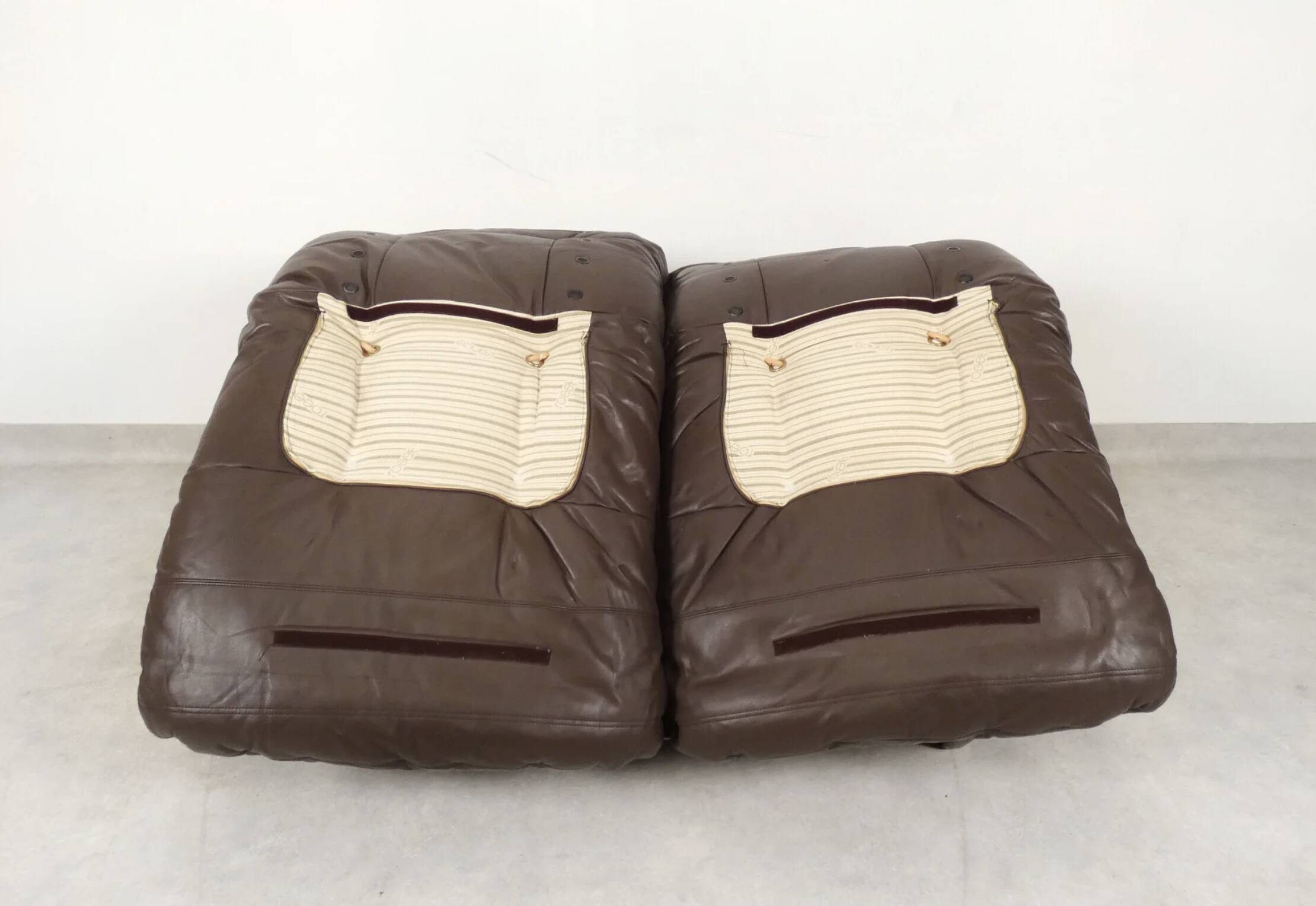 Ligne Roset Marsala - fauteuil and ottman - brown leather