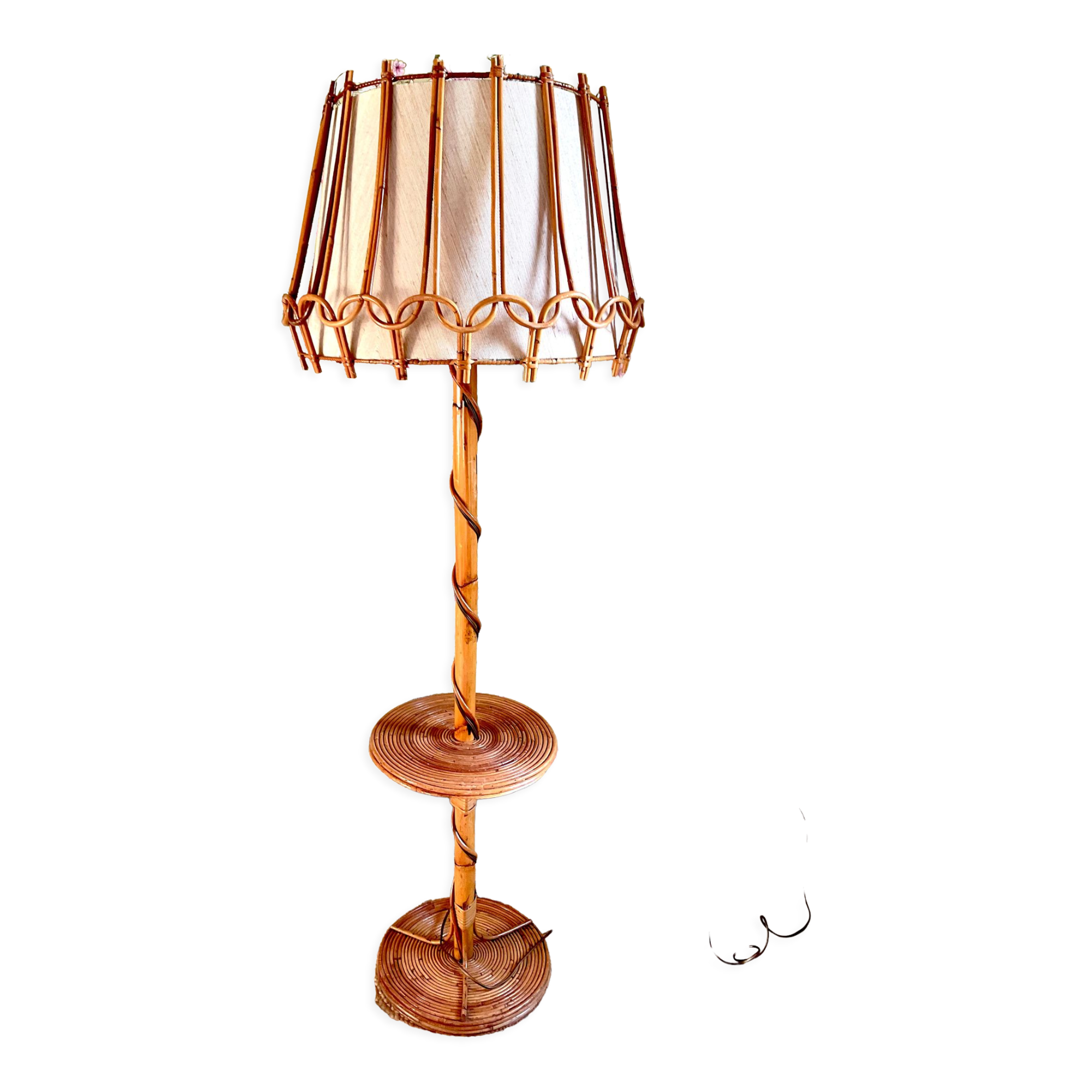 Vintage rattan floor lamp