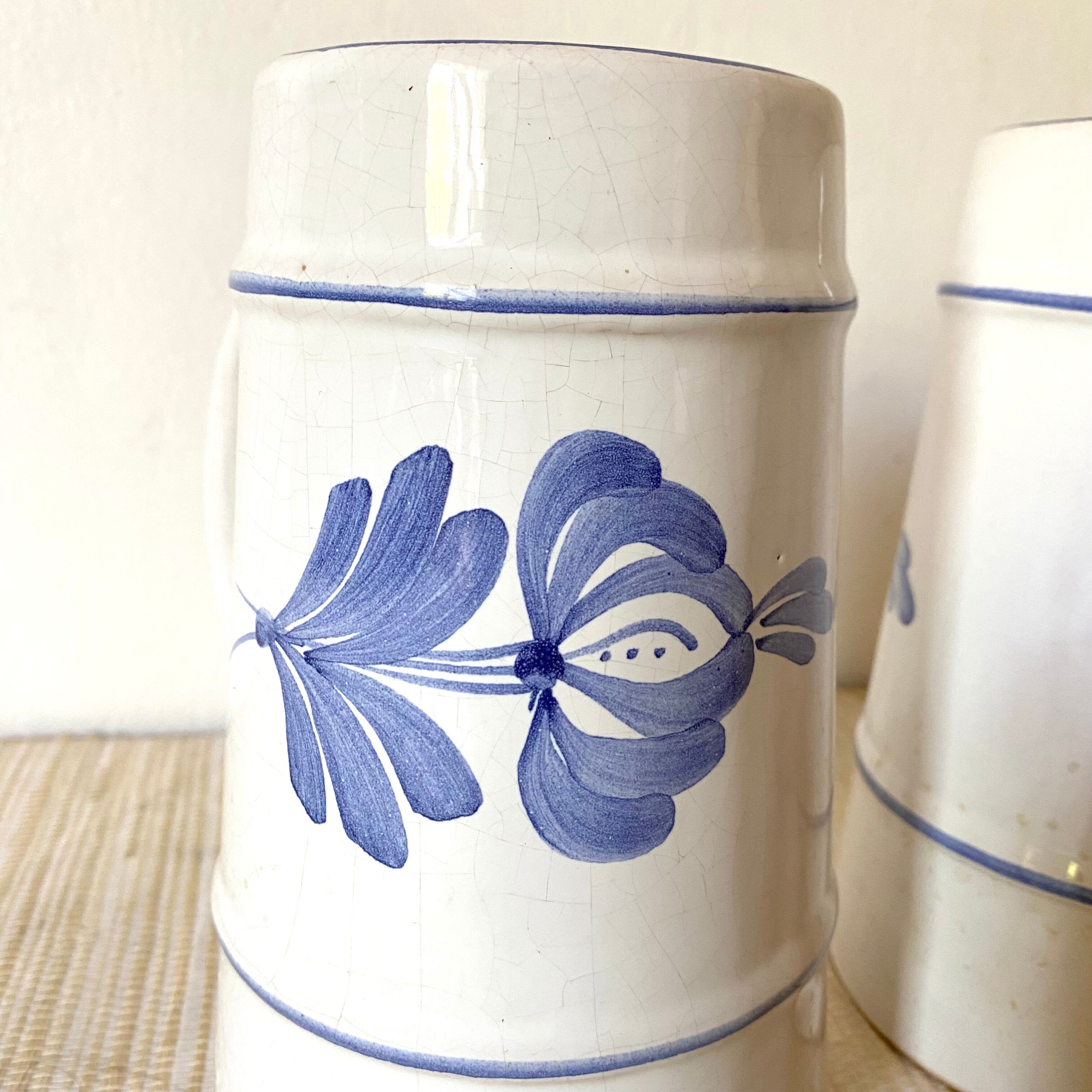 Flowery earthenware beer mugs