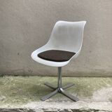 Roche Bobois tulip chair in moulded plastic with a chrome star base.