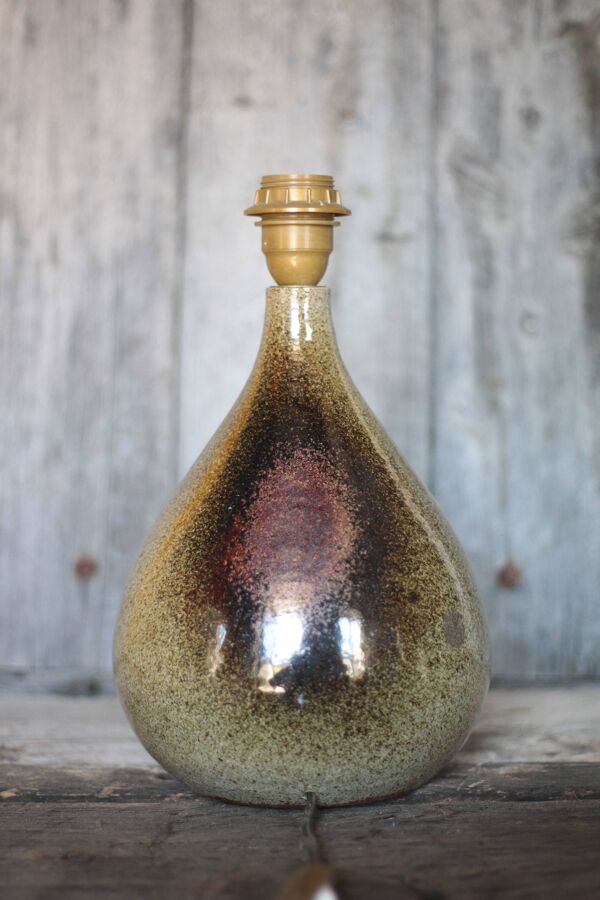Lampe grès signée vintage, lampe de table, lampe a poser, poterie