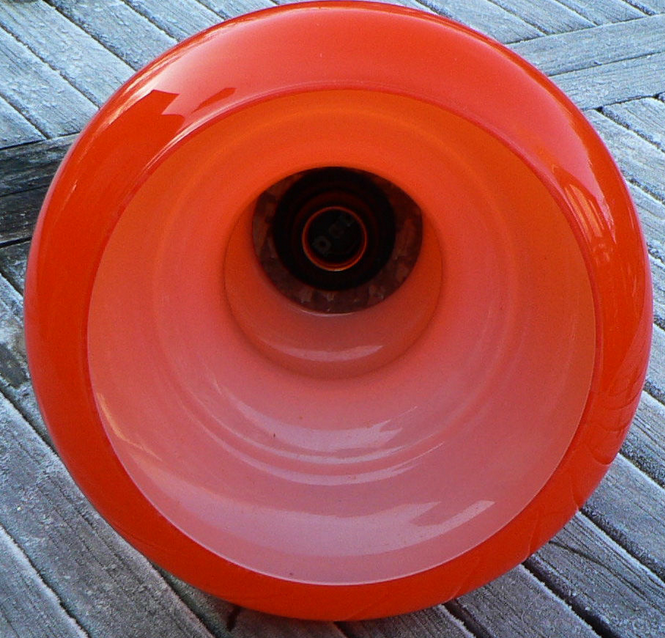 Suspension lamp globe bell opaline orange design 70