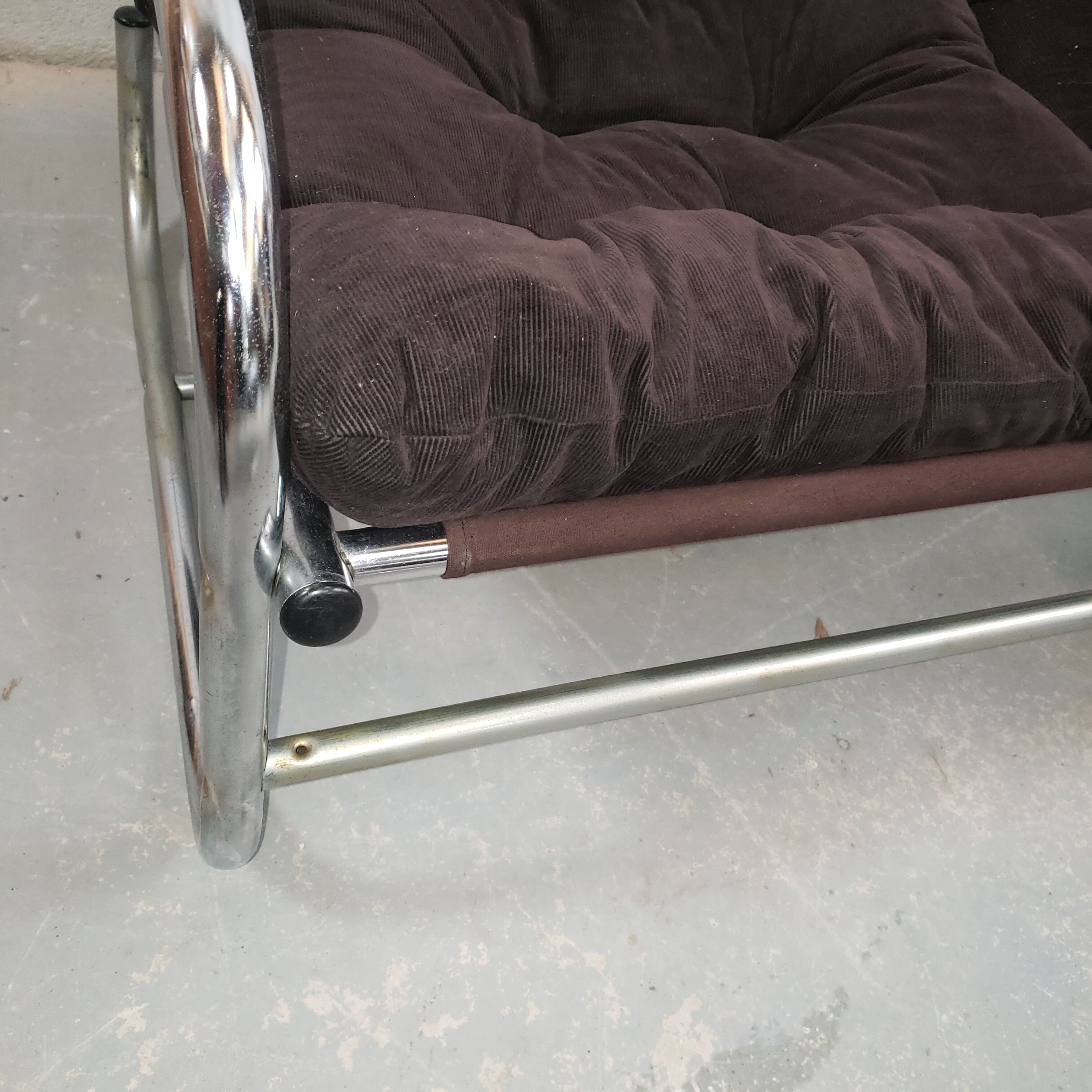 Canape set and pair of vintage 70s chrome tubular armchair