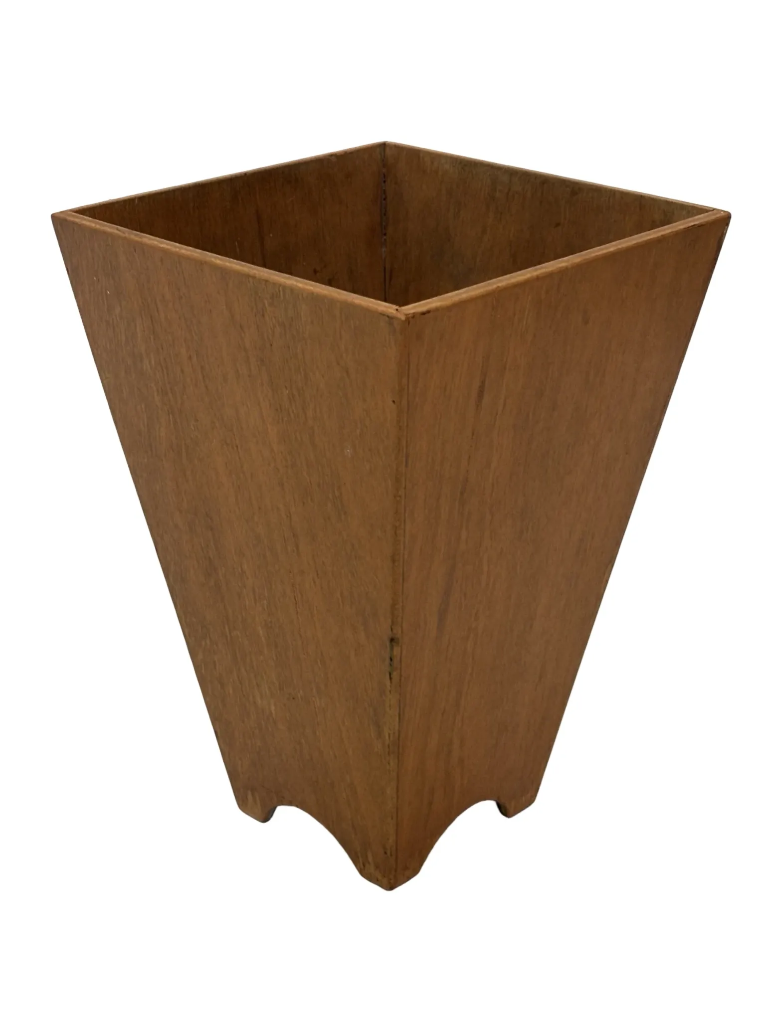 Vintage wooden planter with a minimalist, geometric design