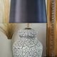 Table lamp in cracked ceramic black & white vintage 60s /70s