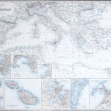 Map of The Mediterranean Sea c1869 Keith Johnston Royal Atlas Hand coloured map