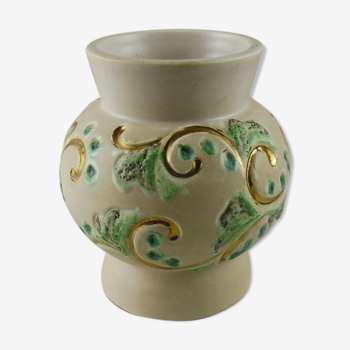 Ancien vase, décor dorure, Giraud de Vallauris