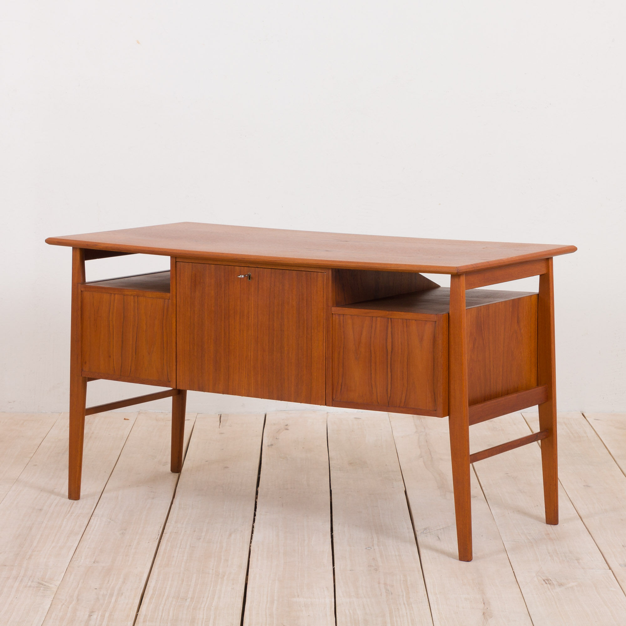 Gunnar Nielsen for Tibergaard teak desk with bar cabinet Denmark 1960s