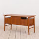 Gunnar Nielsen for Tibergaard teak desk with bar cabinet Denmark 1960s