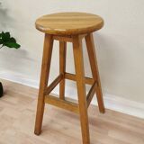 Tabouret de bar yougoslave en chêne, années 1980