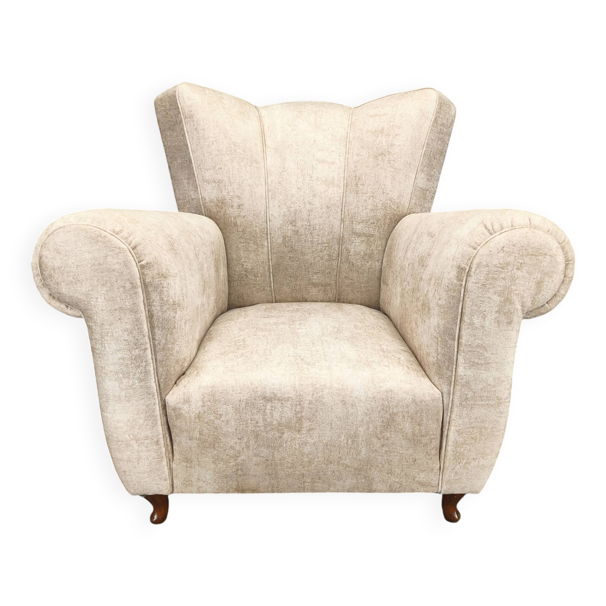 Italian Mid Century Velvet Lounge Armchair, 1950s