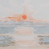 Camille COMBE: Twilight reflections on the water, original signed watercolor