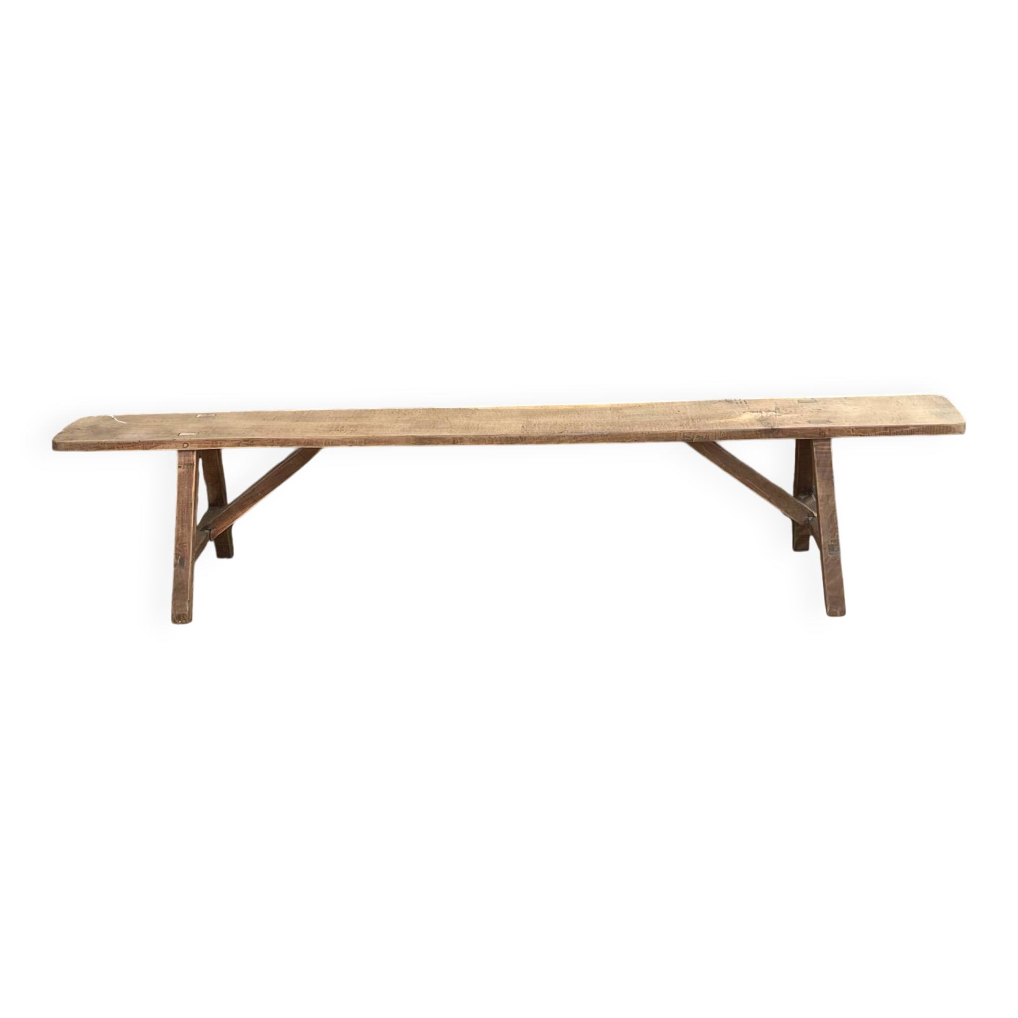 Large old farmhouse bench in raw solid oak