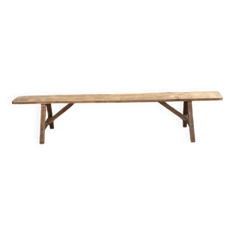 Large old farmhouse bench in raw solid oak