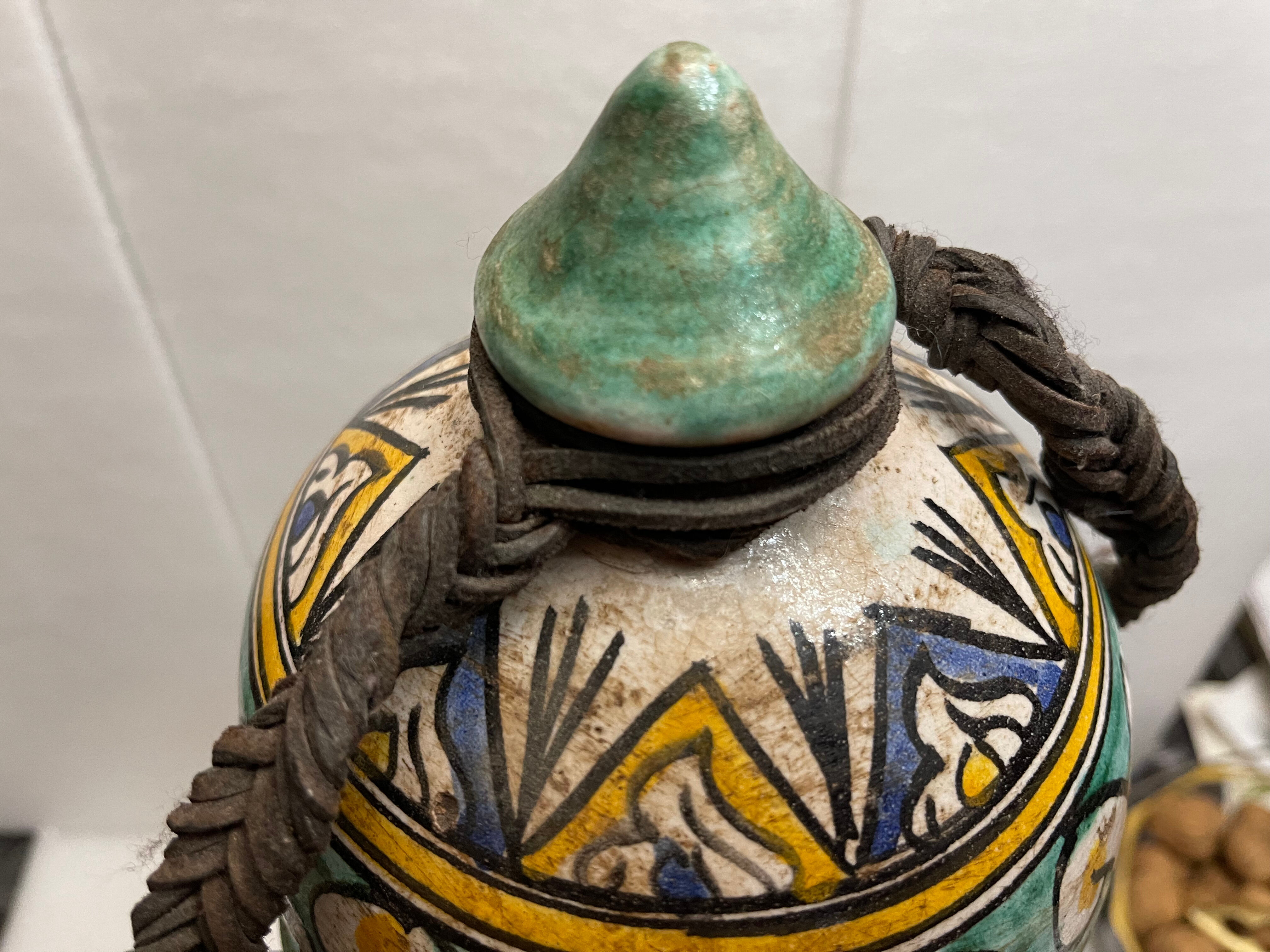Berrada covered 62 cm amphora in faience of fez morocco